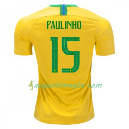 Divisa di Calcio Brasile Paulinho 15 Prima Mondiali 2018